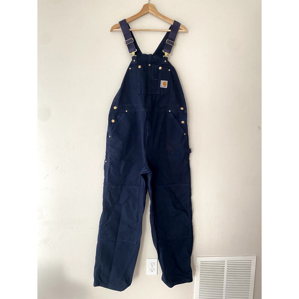 Carhartt Double Knee Navy Blue Overalls